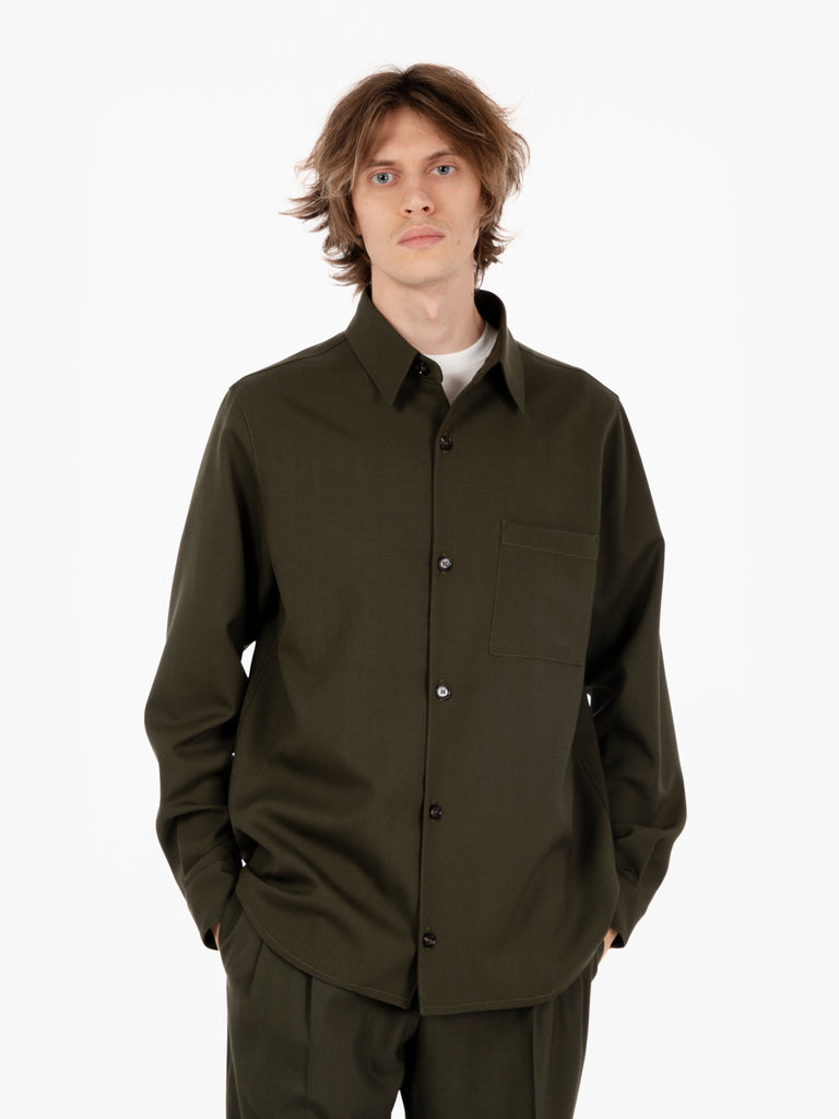 BE ABLE - Camicia in fresco lana verde