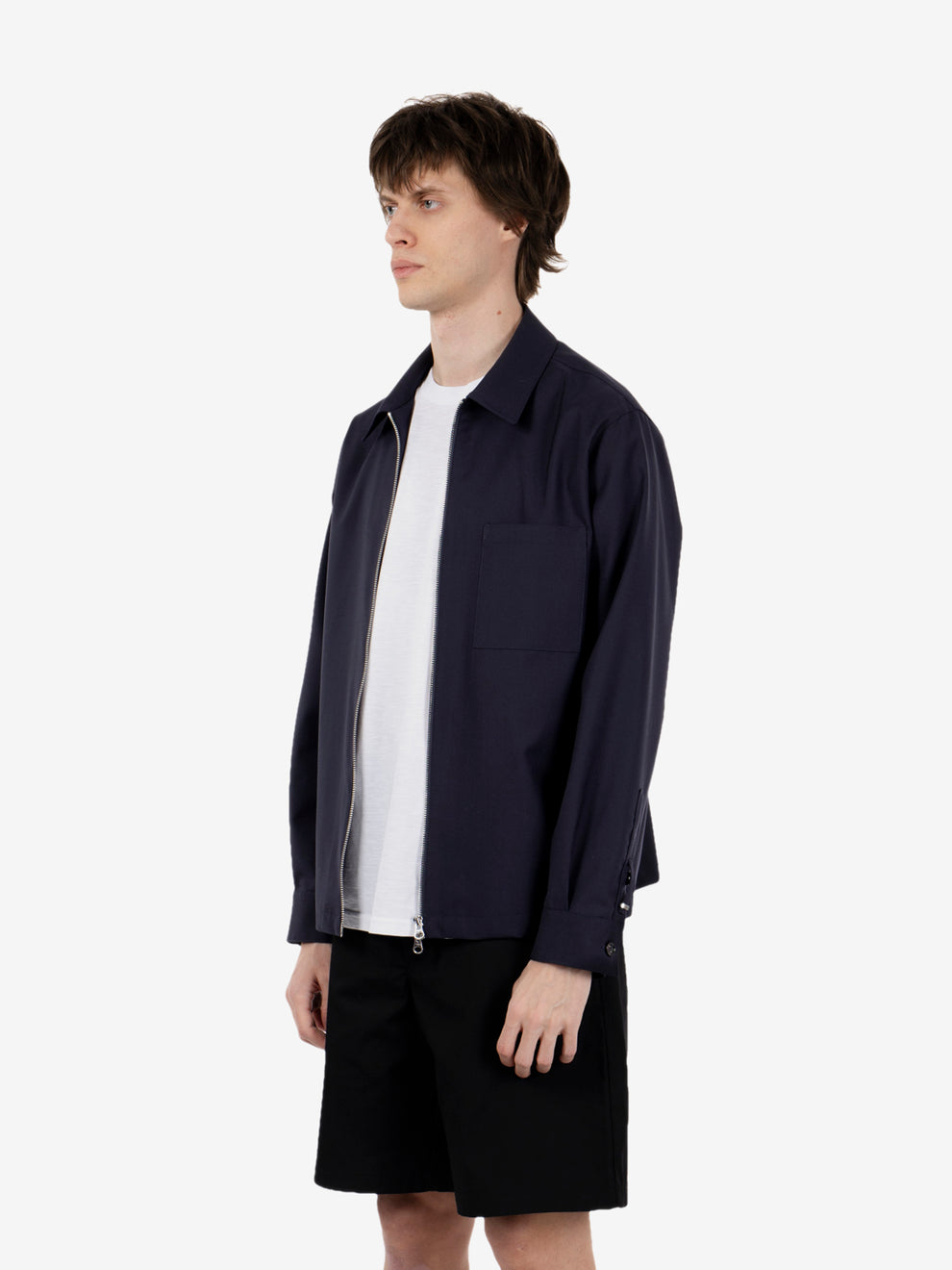 Giacca camicia con zip blu