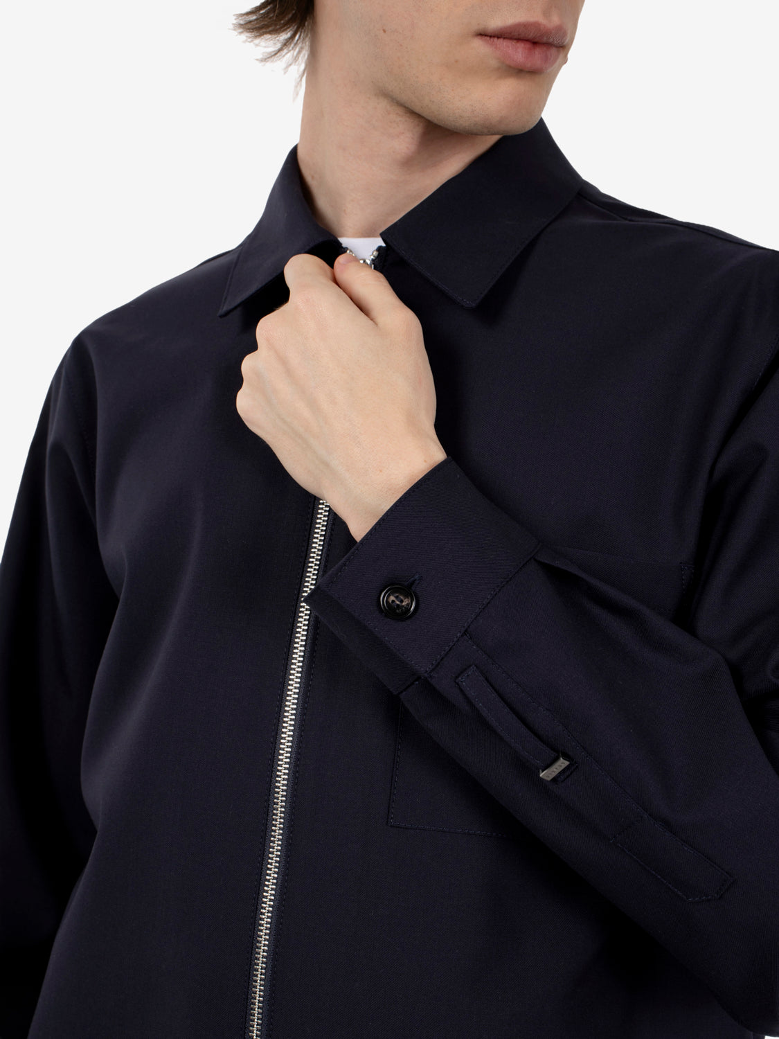 Giacca camicia con zip blu