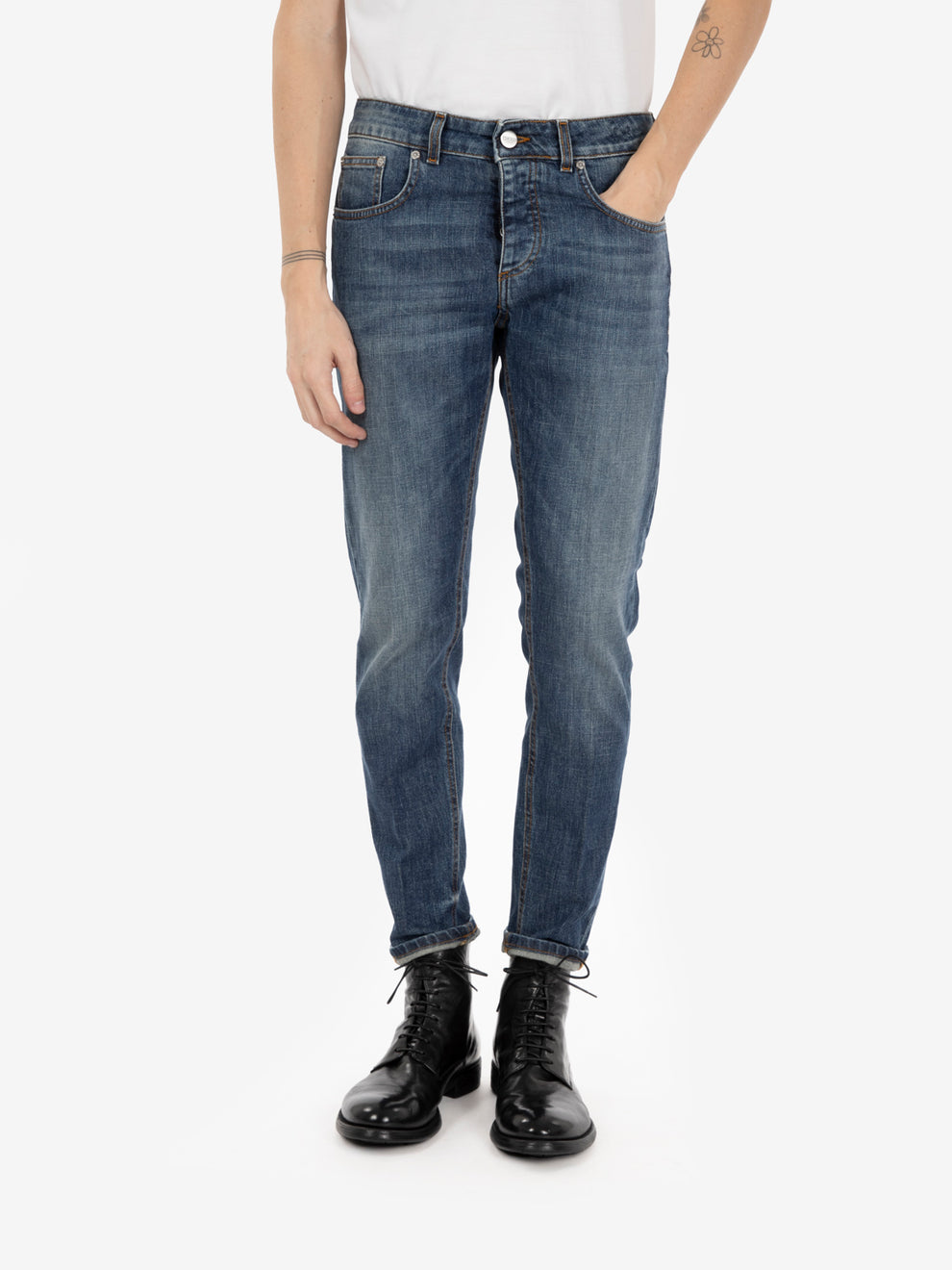 Jeans in denim elasticizzato short medio