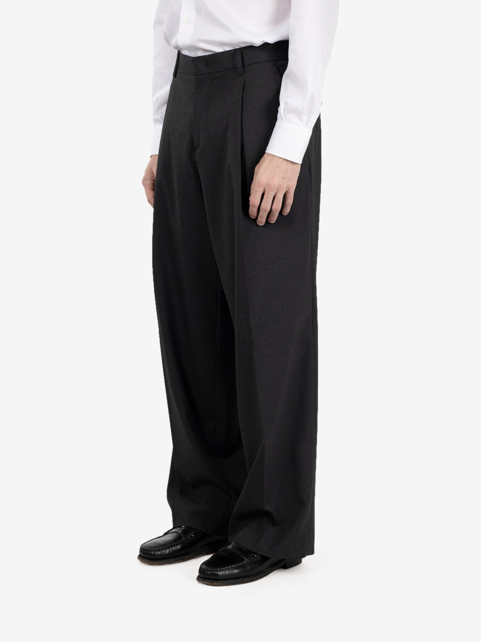 Pantalone ampio grigio scuro melange