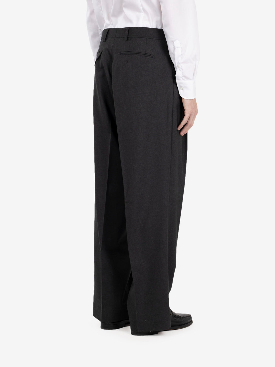 Wide-leg trousers in dark grey melange