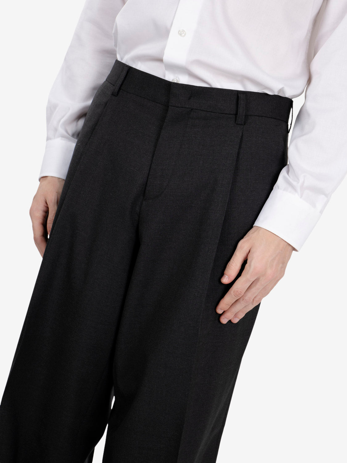 Pantalone ampio grigio scuro melange