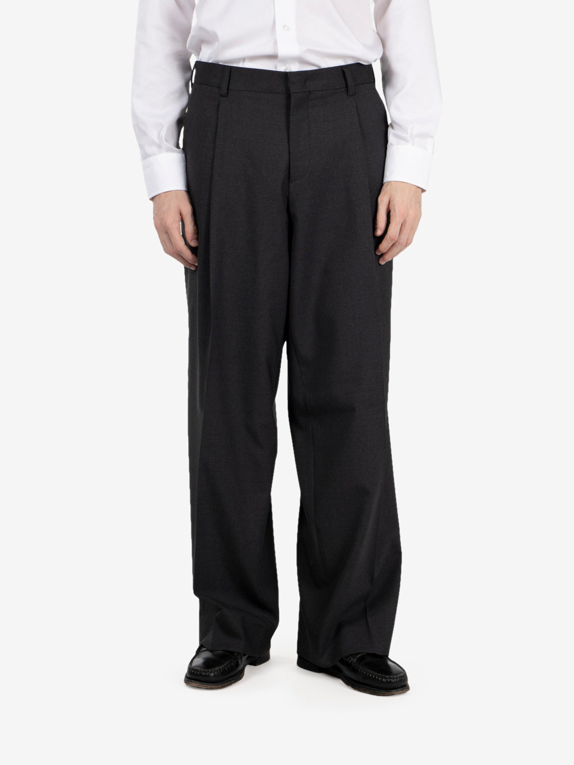 Pantalone ampio grigio scuro melange
