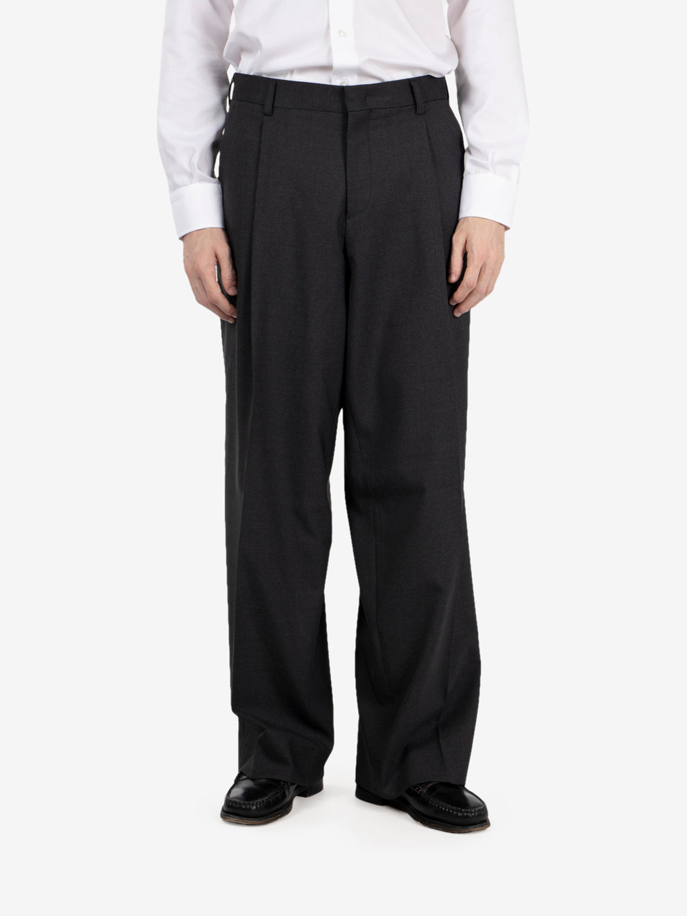 Pantalone ampio grigio scuro melange
