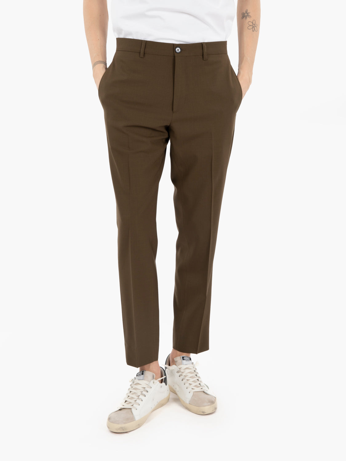 Pantaloni Edoardo fresco lana verde