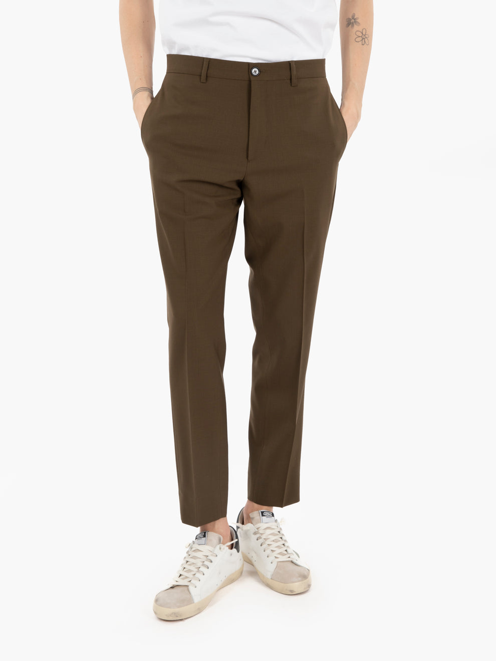Pantaloni Edoardo fresco lana verde