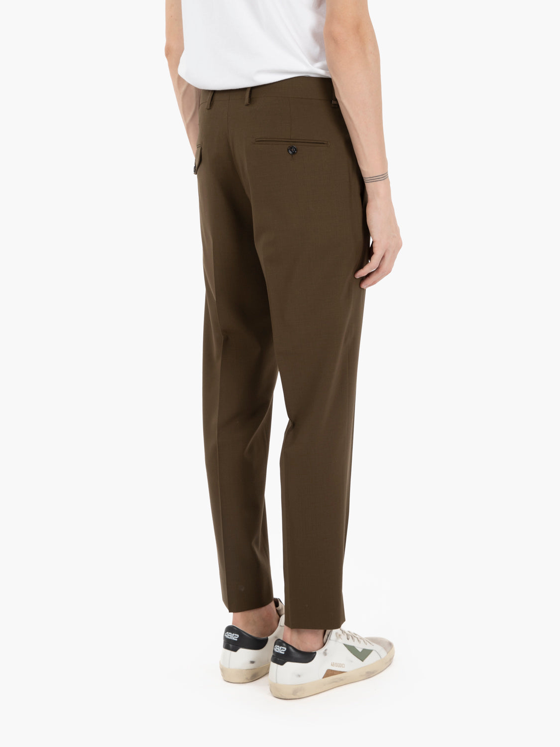 Pantaloni Edoardo fresco lana verde