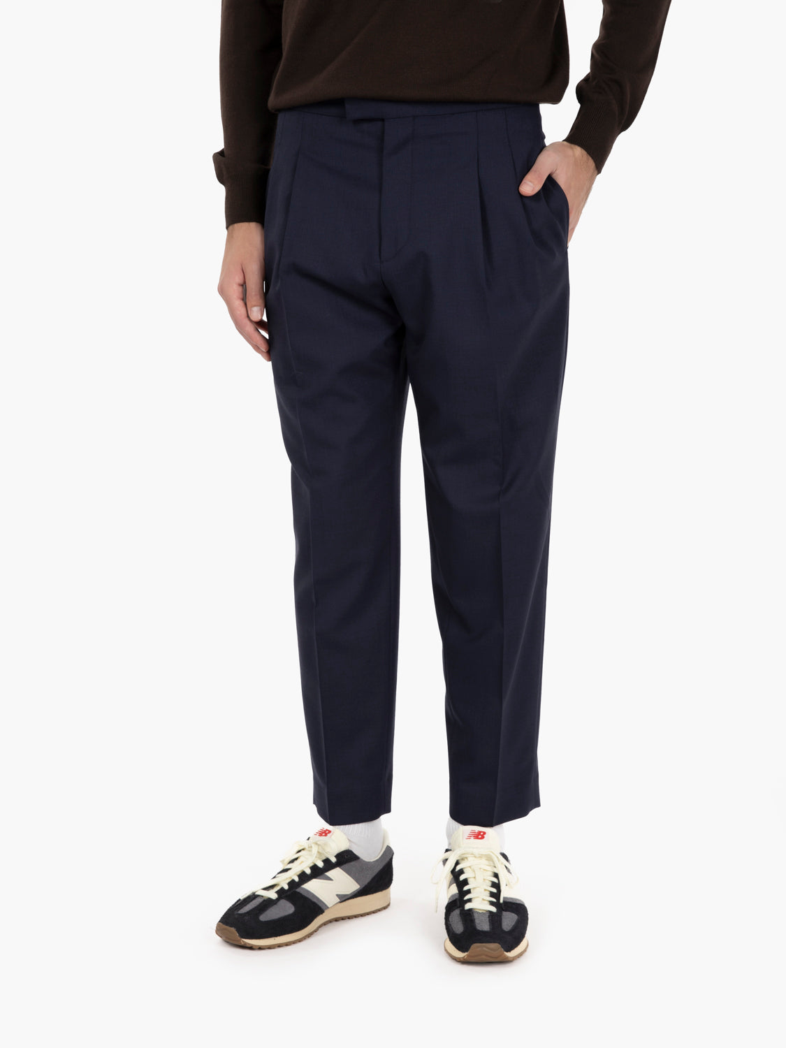 Pantaloni fresco lana blu