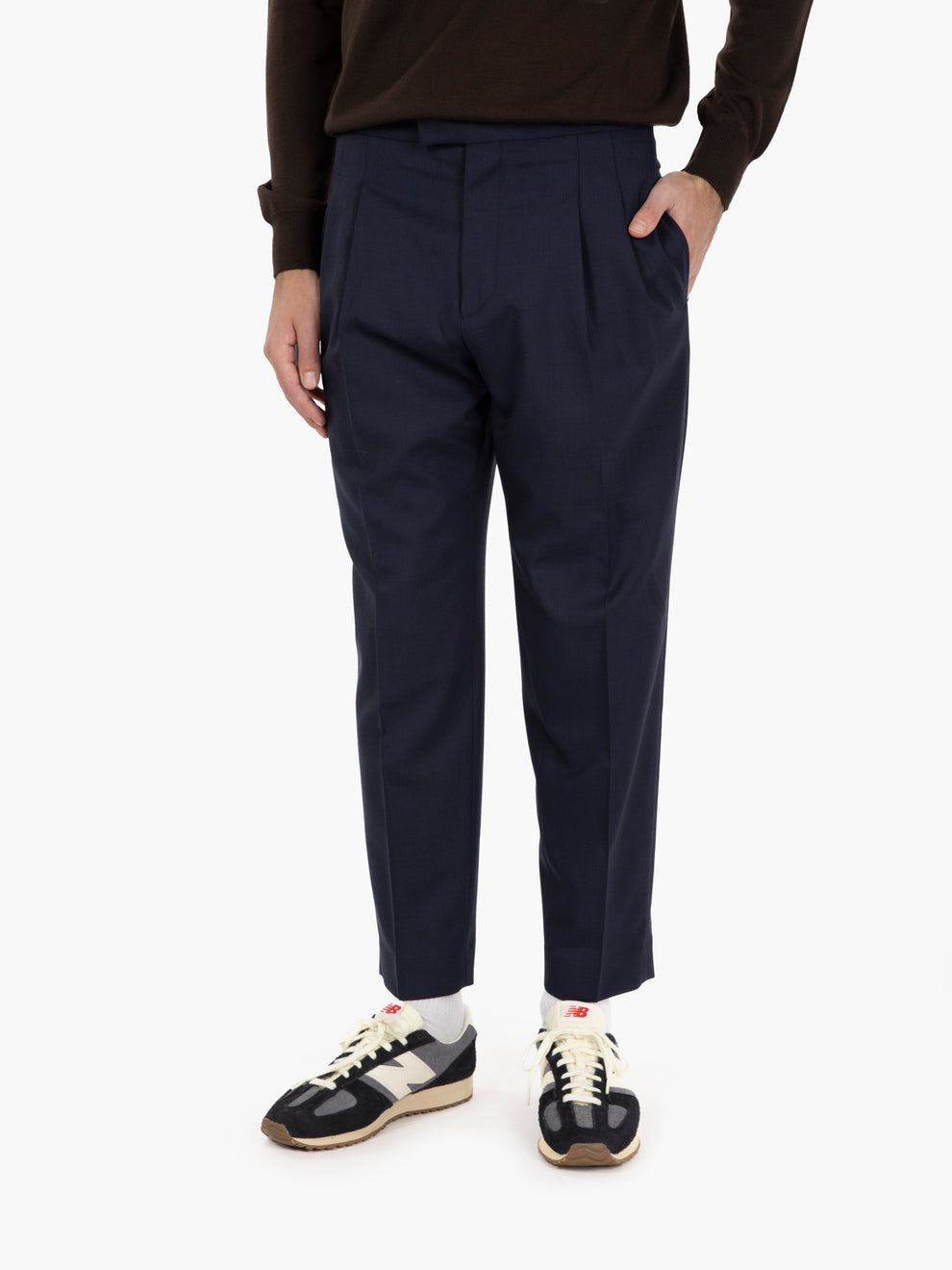 Pantaloni fresco lana blu