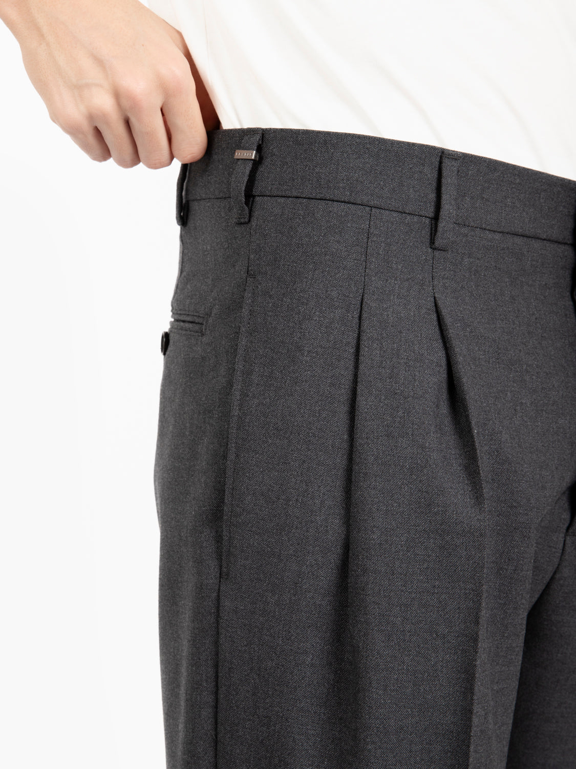 Pantaloni fresco lana grigio scuro melange