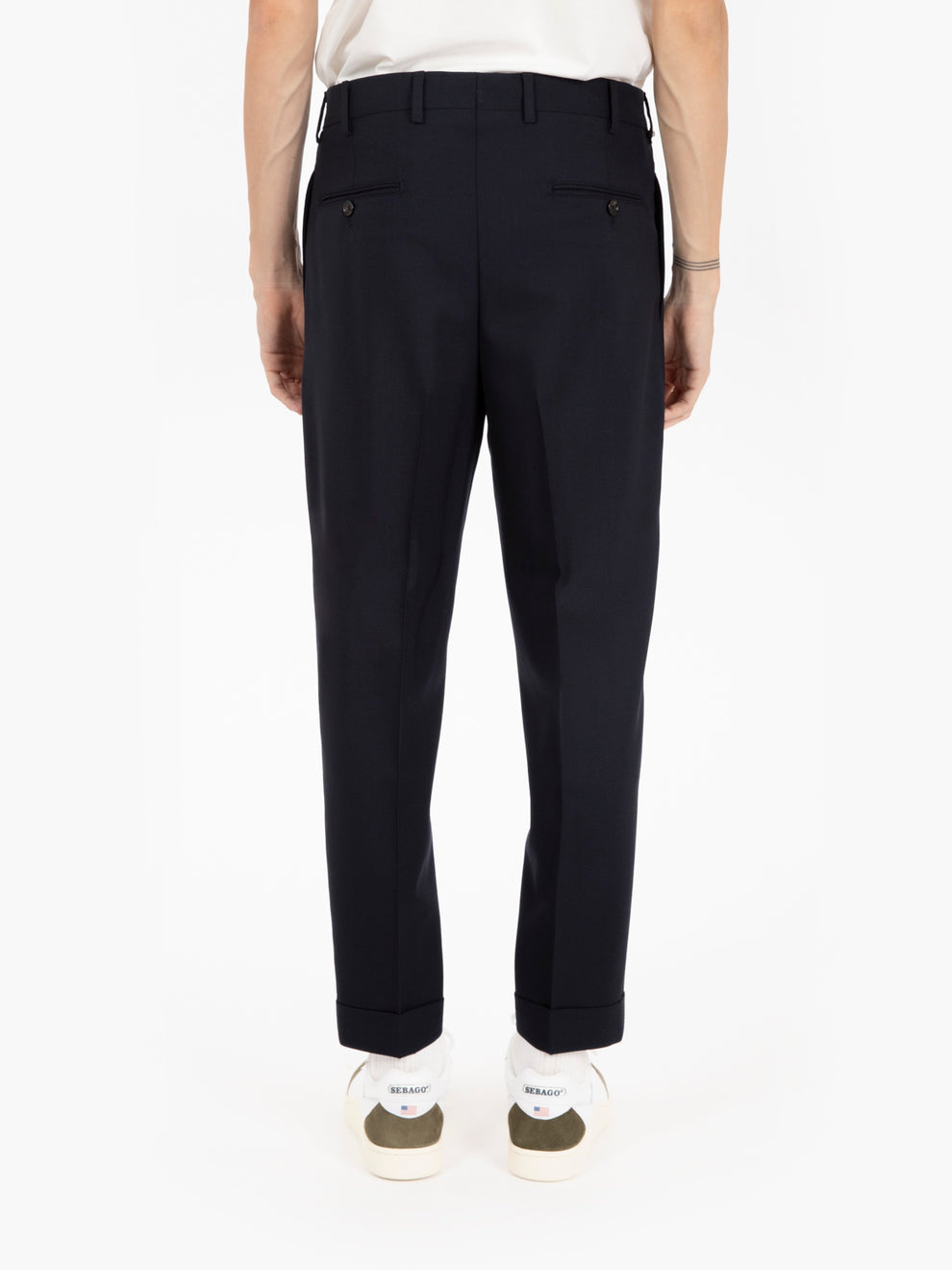 Pantaloni fresco lana navy