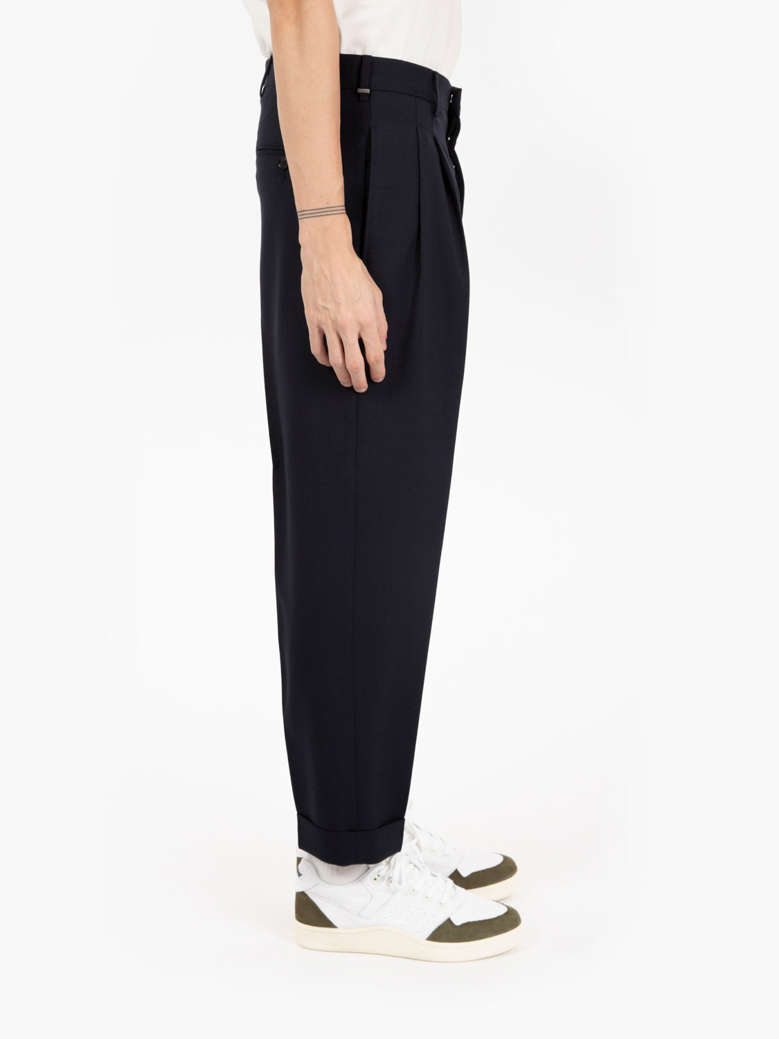 Pantaloni fresco lana navy