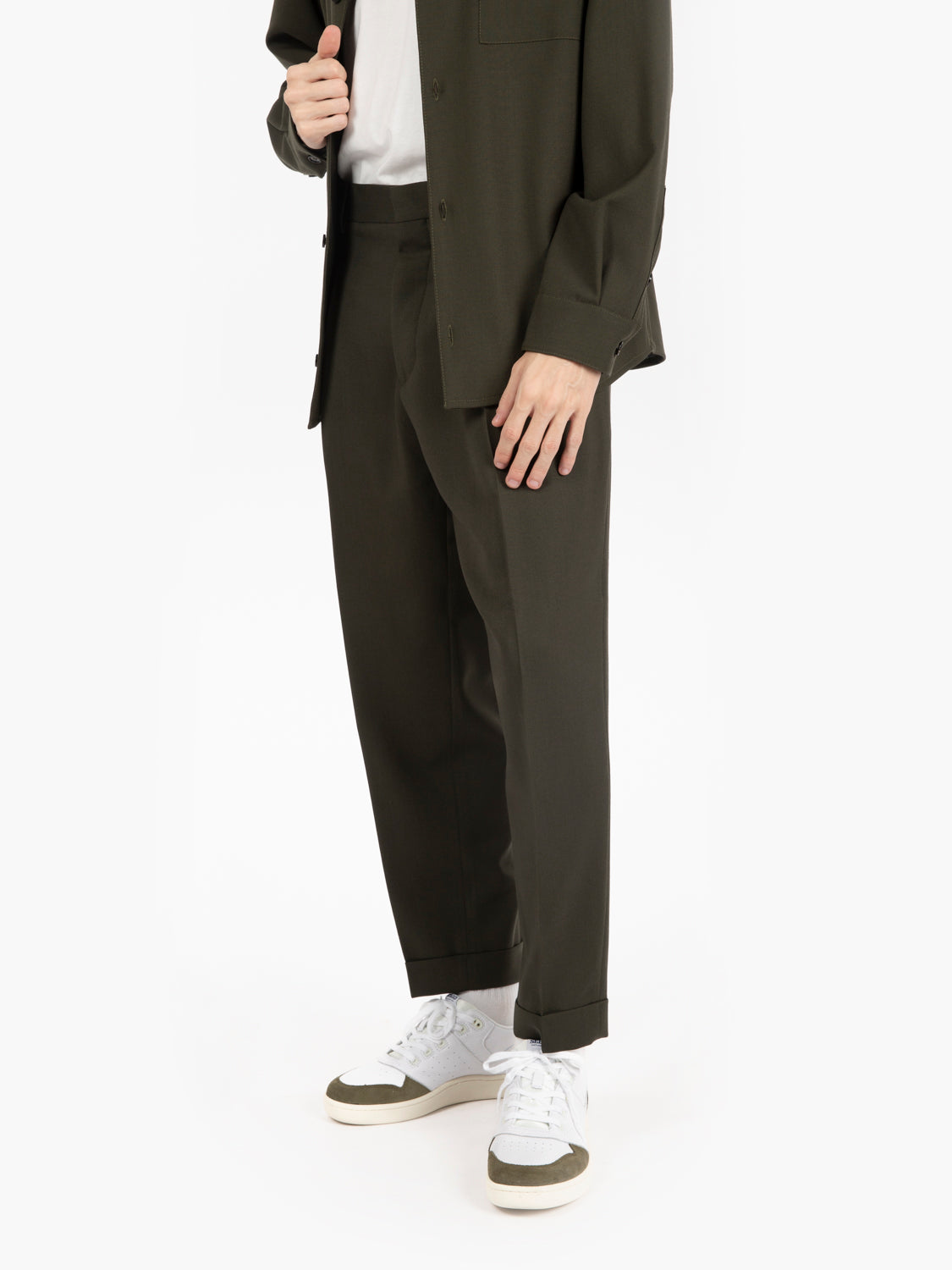 Pantaloni fresco lana verde