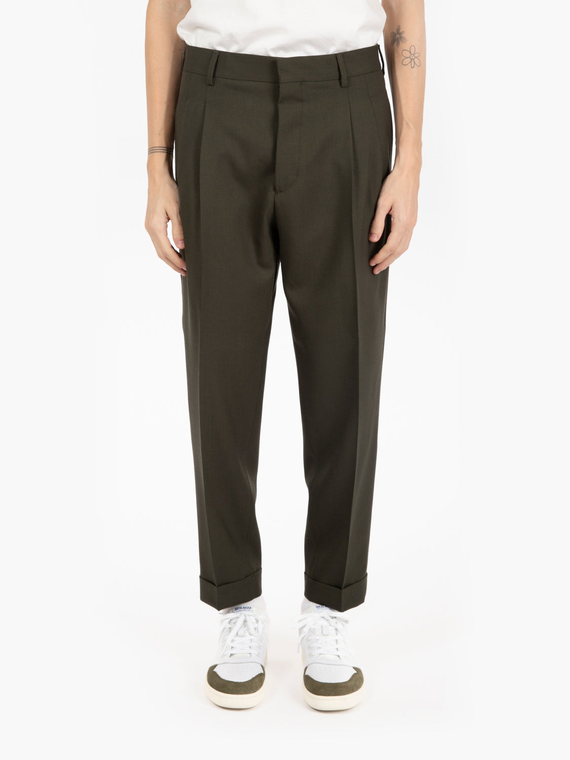 Pantaloni fresco lana verde