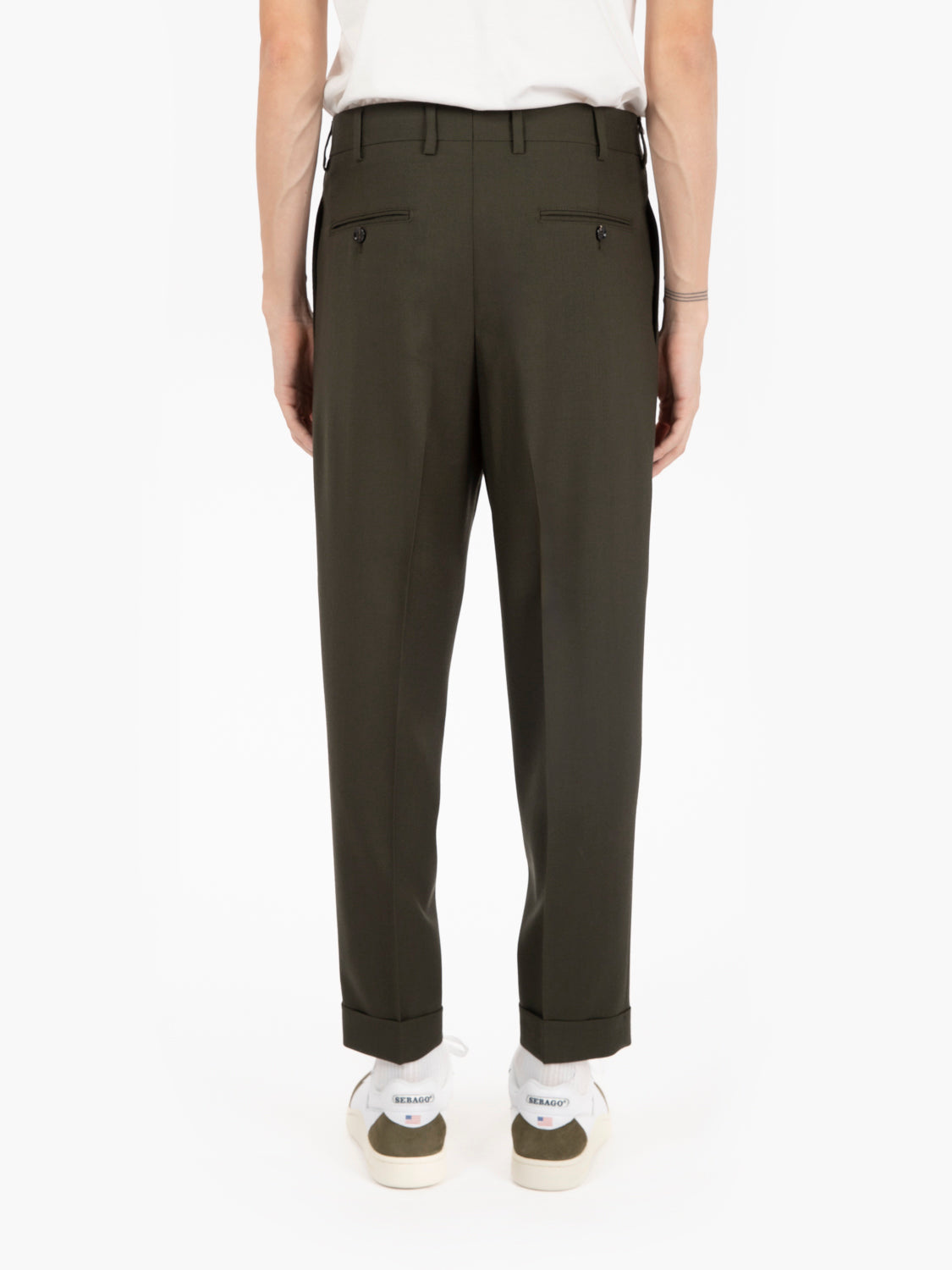 Pantaloni fresco lana verde