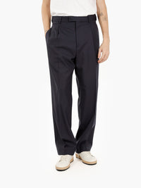 Blue wool blend mat trousers