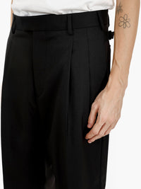 Pantaloni mat in misto lana nero