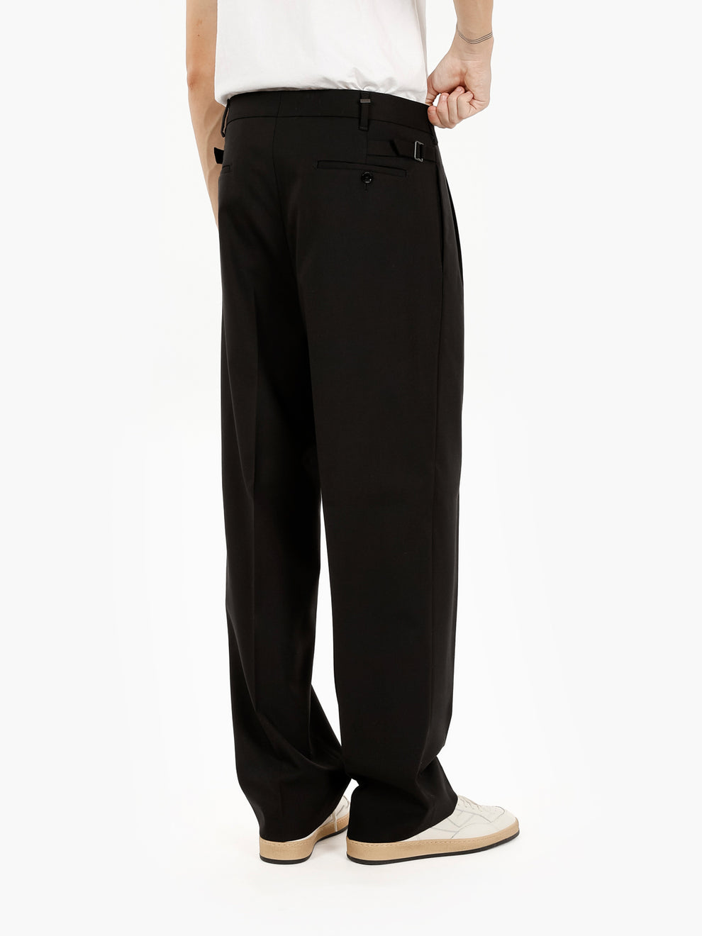 Pantaloni mat in misto lana nero