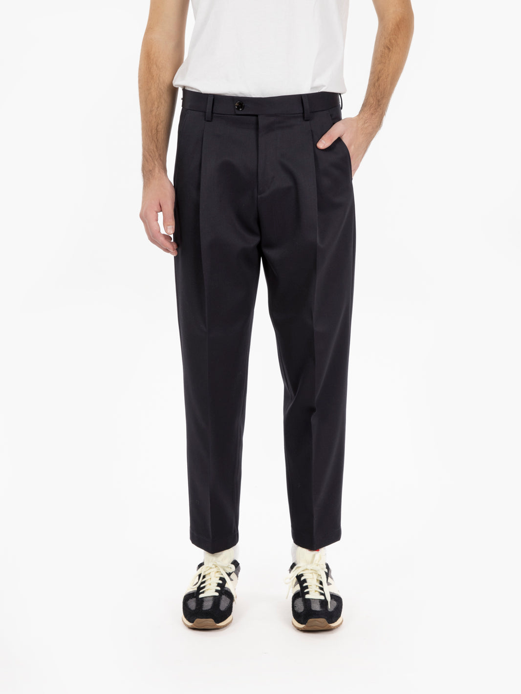 Pantaloni Raul in misto lana blu