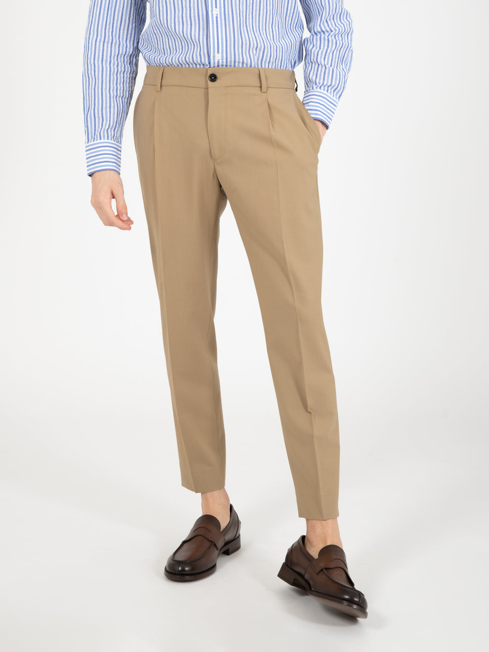 Pantaloni Riccardo fresco lana beige