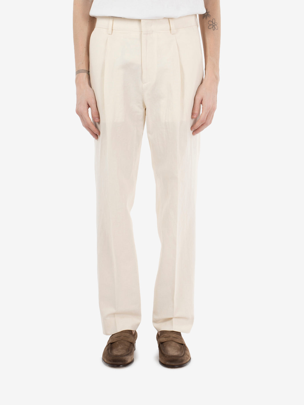 Pantaloni Sandy in lino bianco