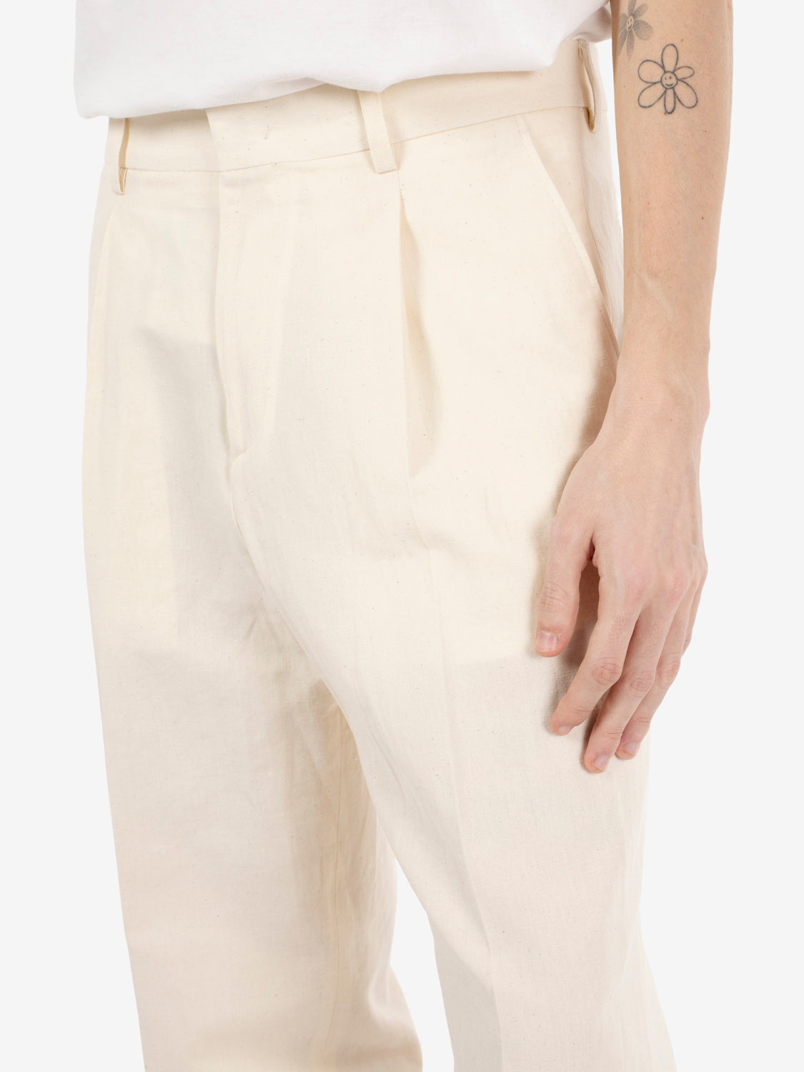 SANDY LINEN BULL WHITE TROUSERS KB-SANDY_WHT