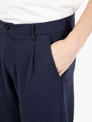 BEAUCOUP - Pantaloni in tessuto operato navy