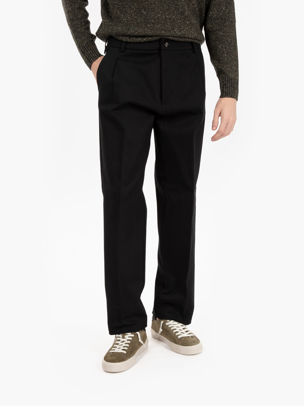 Black cotton wide leg pants