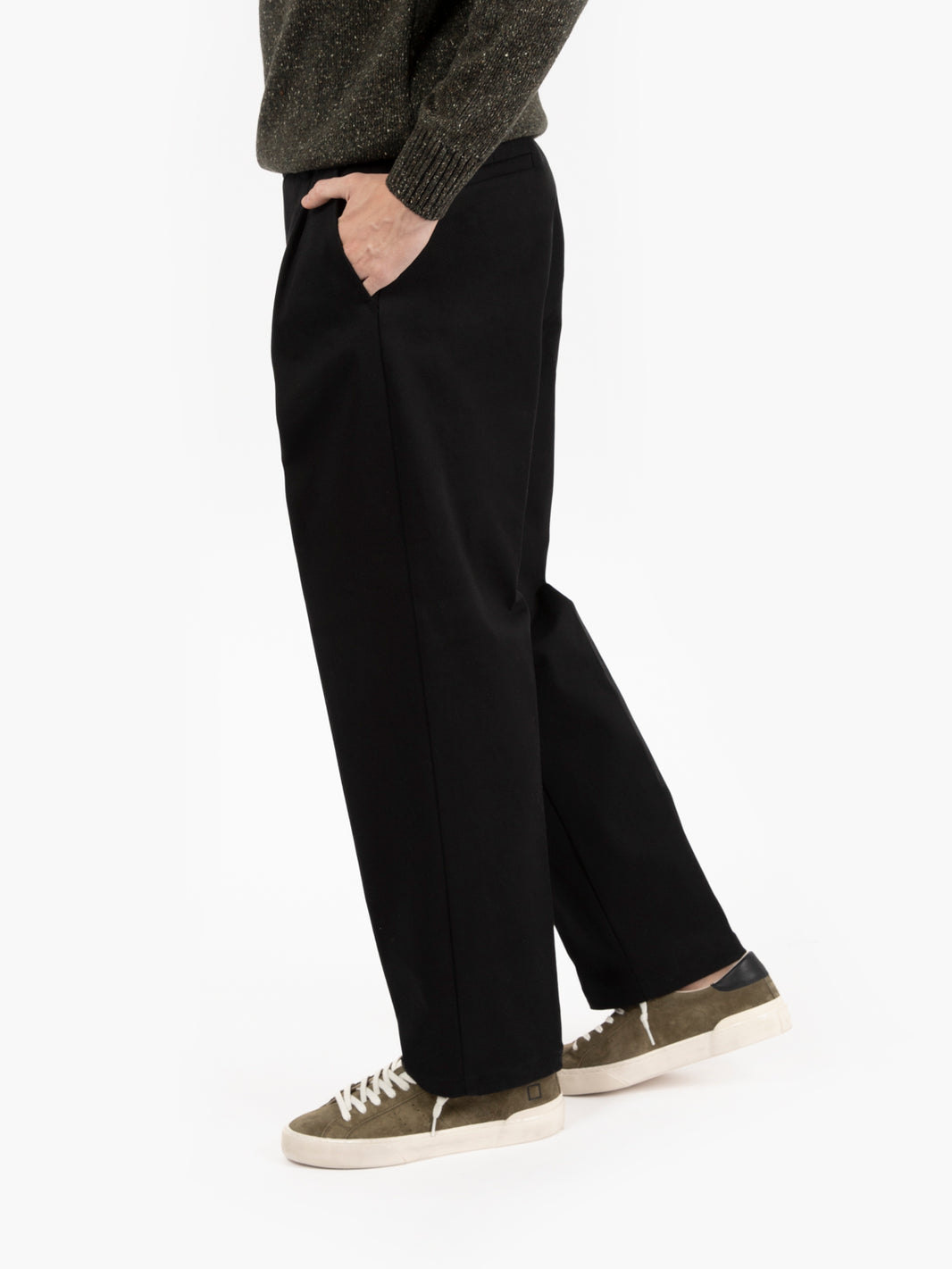 Black cotton wide leg pants