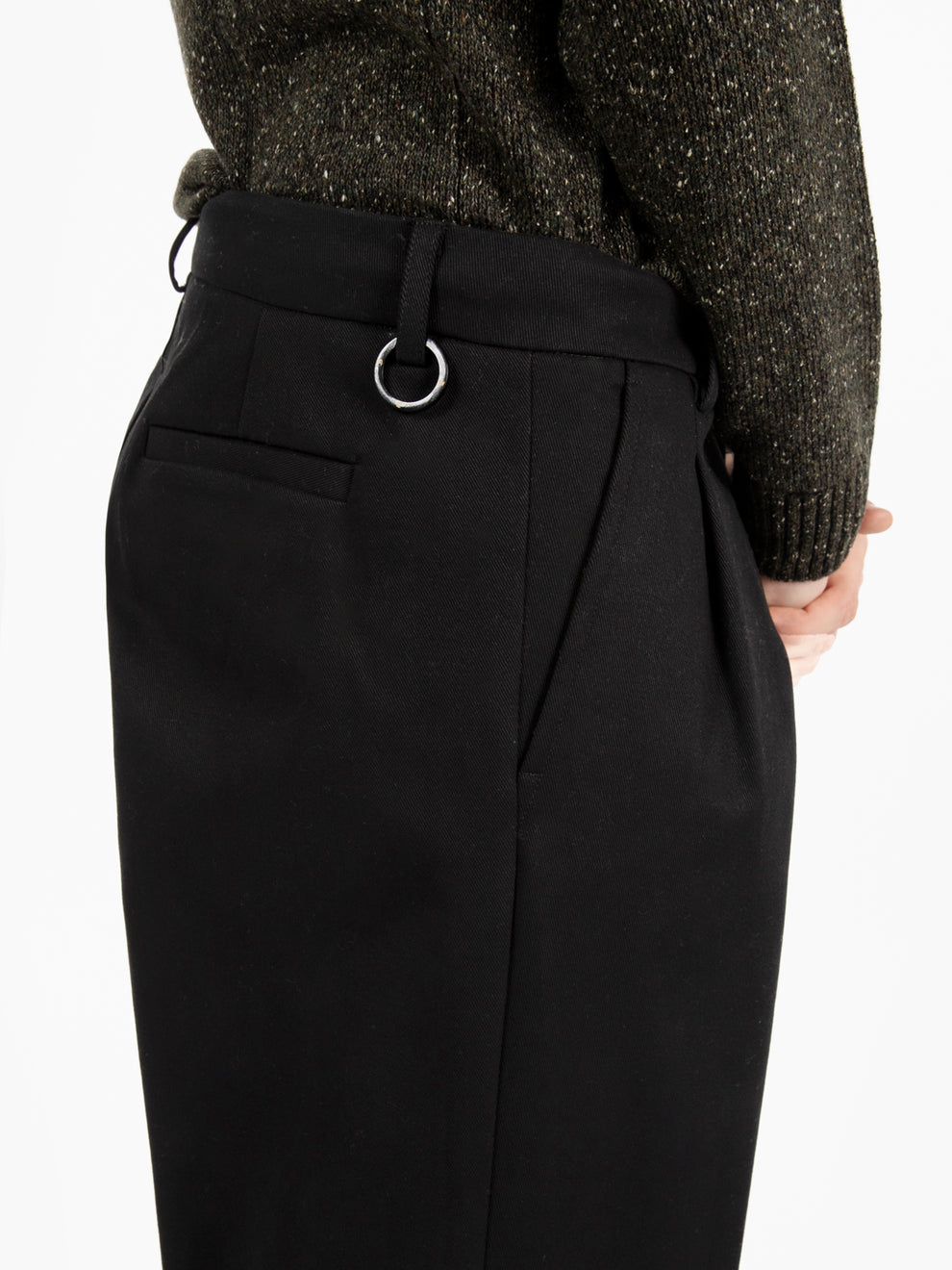 Black cotton wide leg pants
