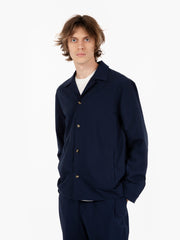 BEAUCOUP - Giacca camicia in misto lana navy