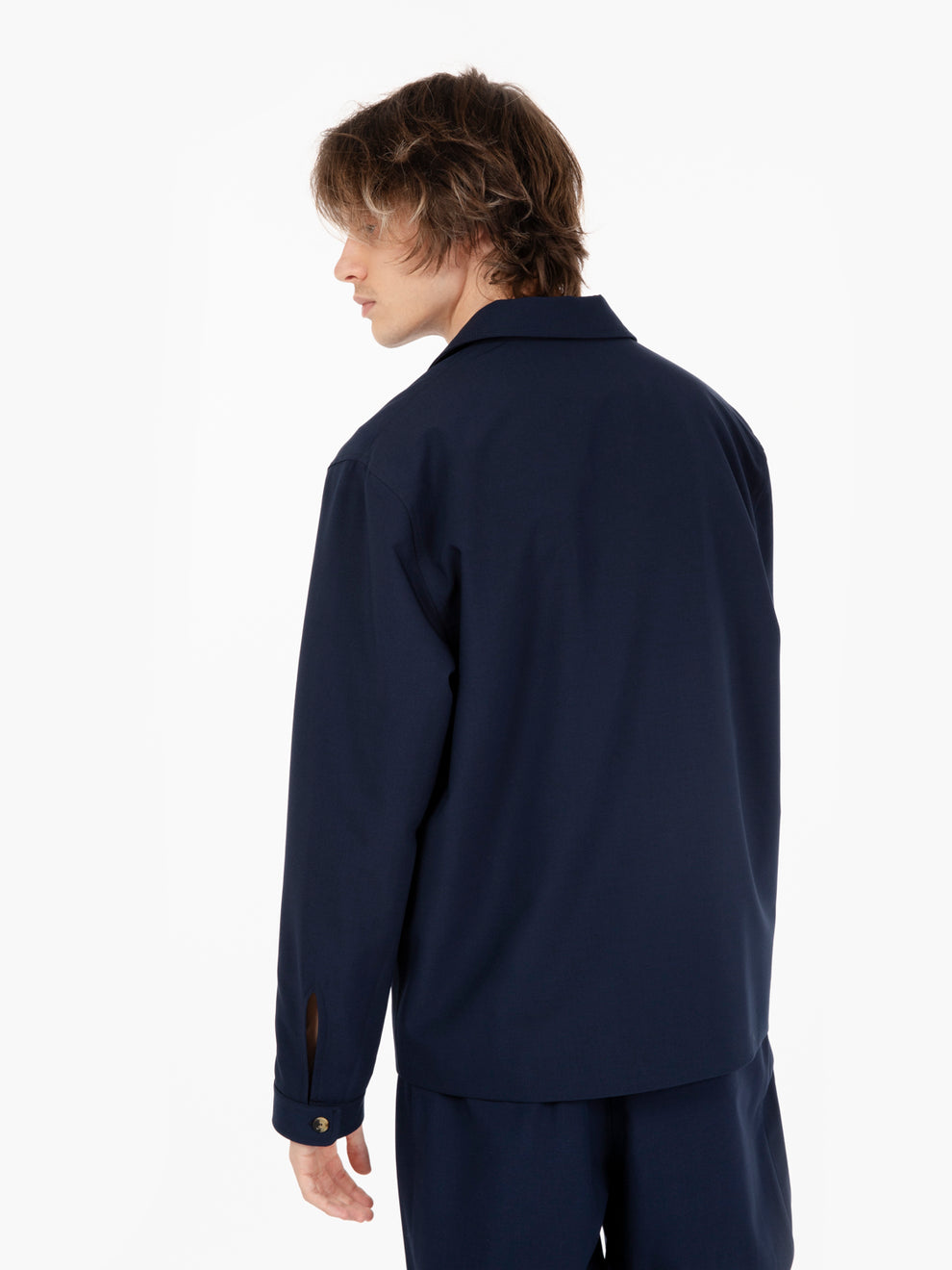 Navy Wool Blend Shirt Jacket