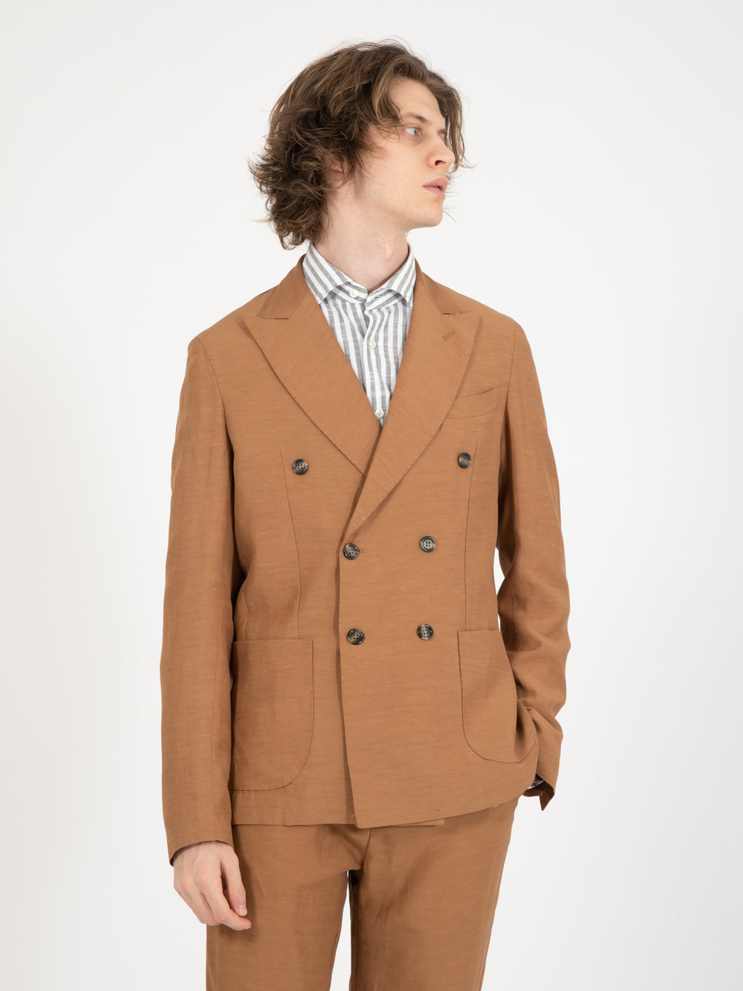 Alberto Double Breasted Chocolate Blazer