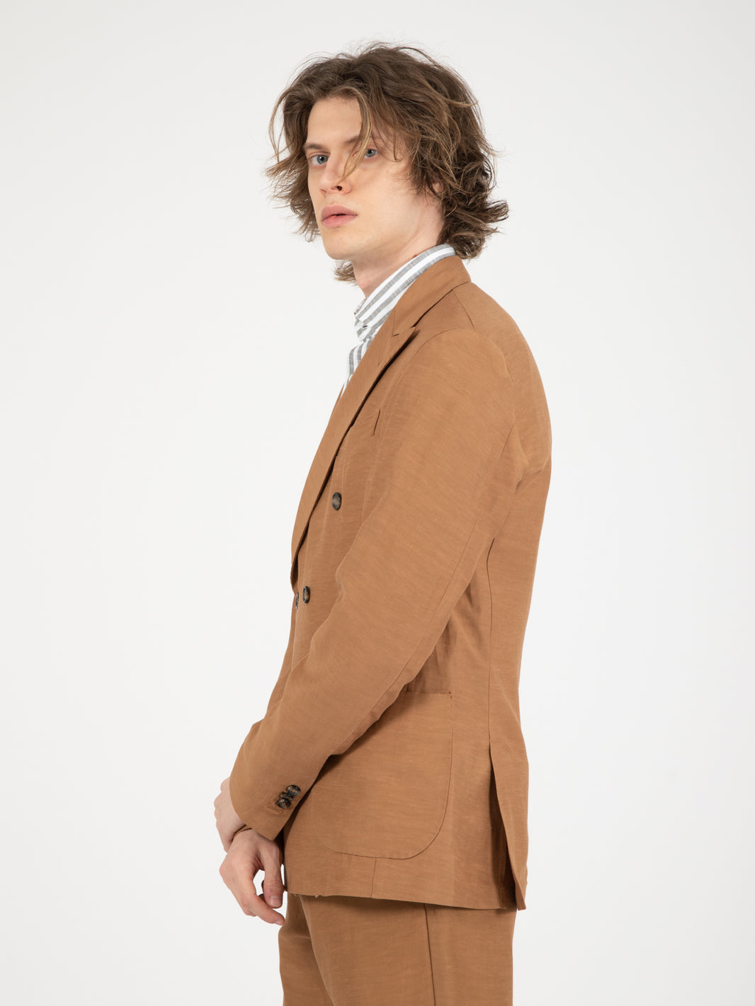 Alberto Double Breasted Chocolate Blazer