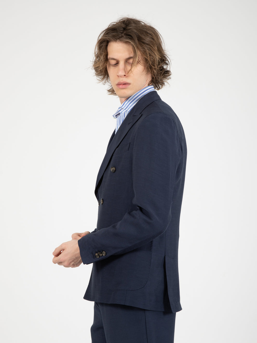Alberto double-breasted navy blazer