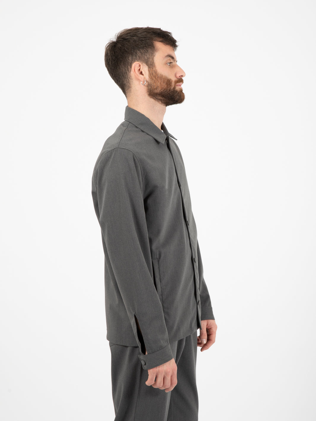 Giacca camicia in cotone antracite