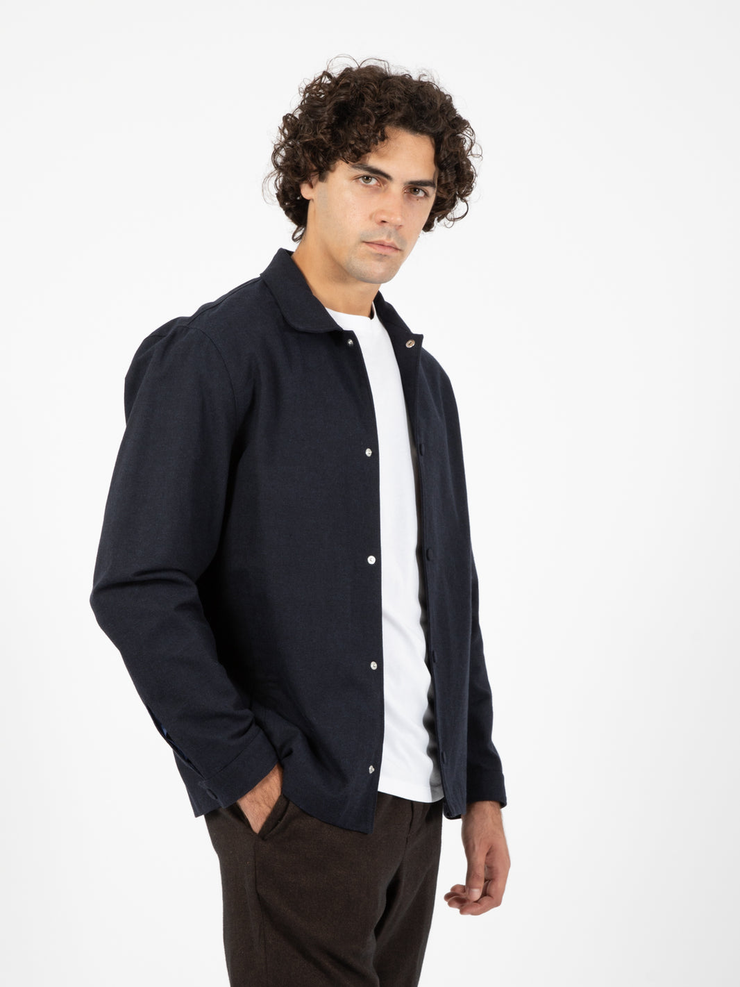 Giacca camicia in cotone navy