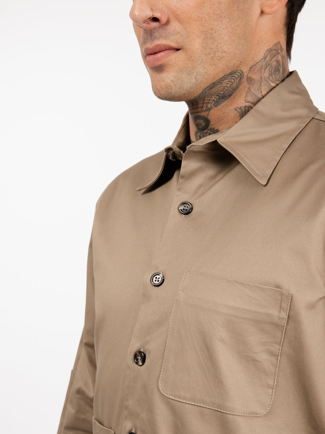 Giacca camicia in cotone sabbia