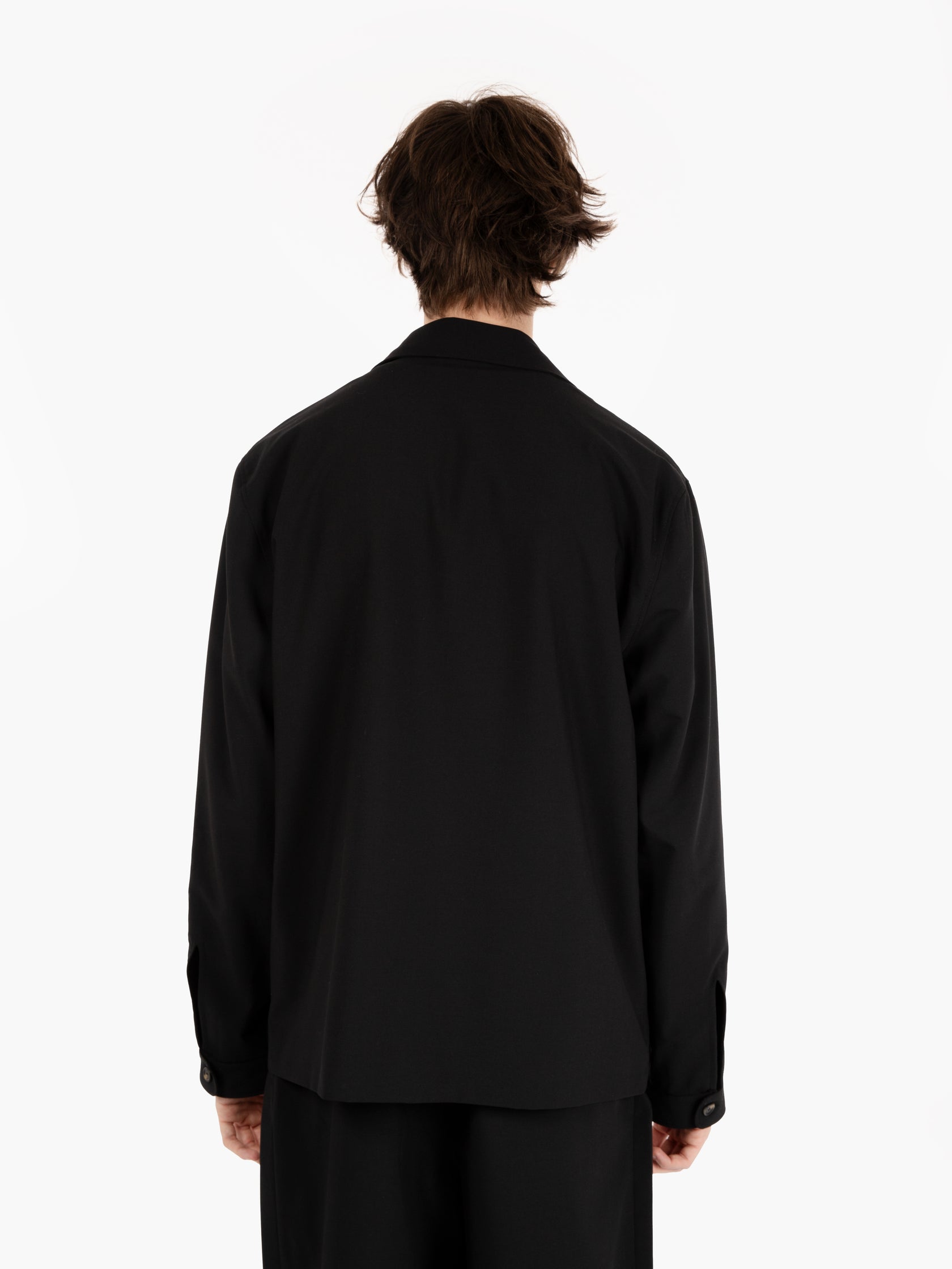 Black wool blend shirt jacket