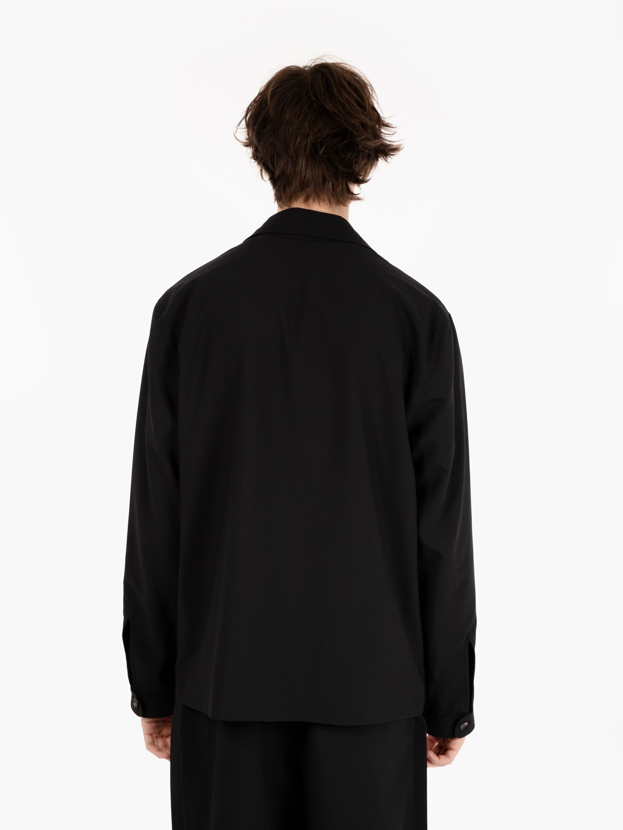 Black wool blend shirt jacket
