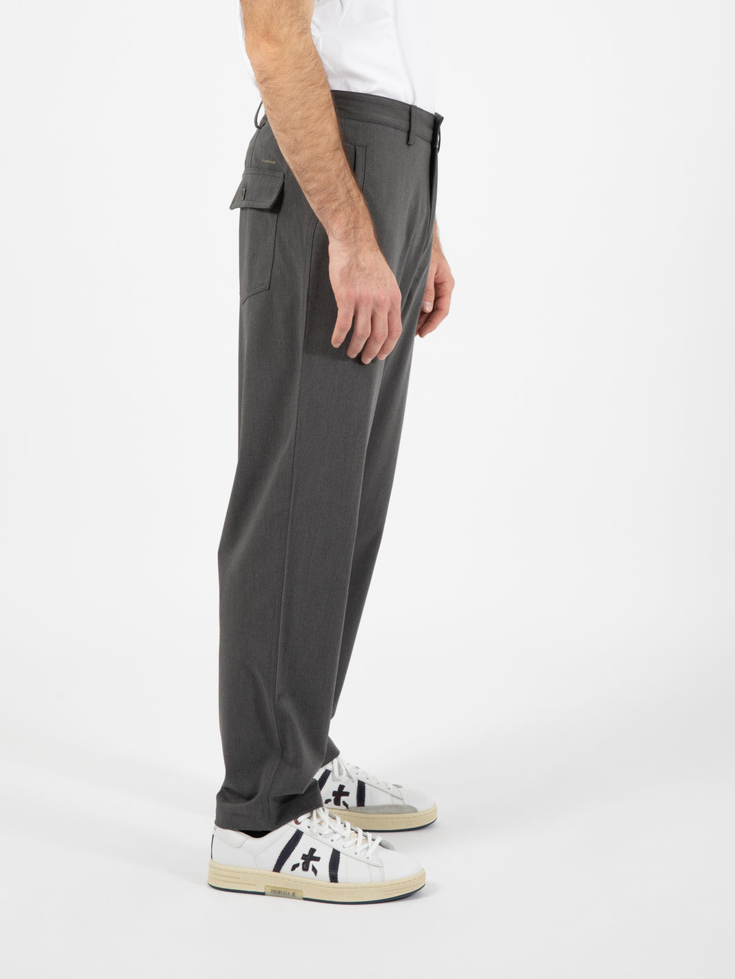 Pantalone con tasche a filetto antracite
