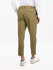 BEAUCOUP - Pantaloni in cotone oliva