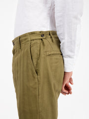 BEAUCOUP - Pantaloni in cotone oliva