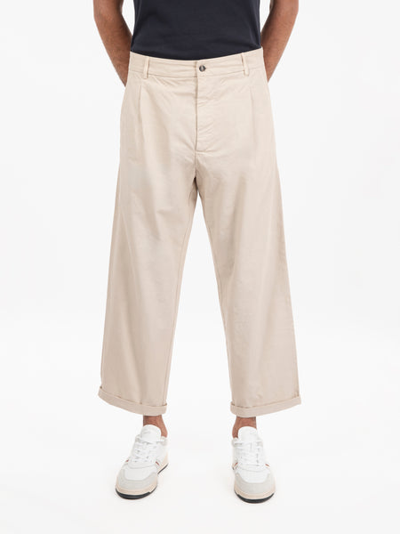 Pantaloni over cotone beige