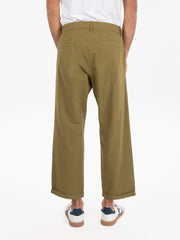 BEAUCOUP - Pantaloni over cotone oliva