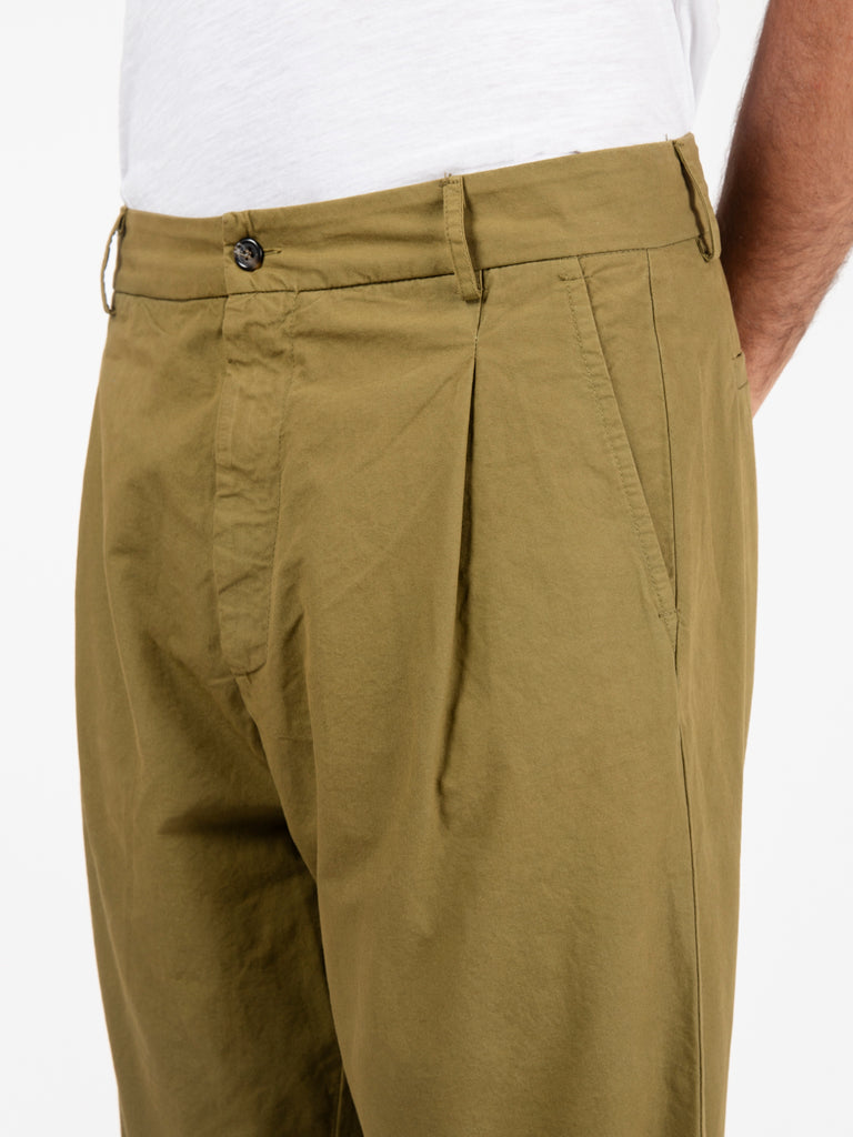 BEAUCOUP - Pantaloni over cotone oliva