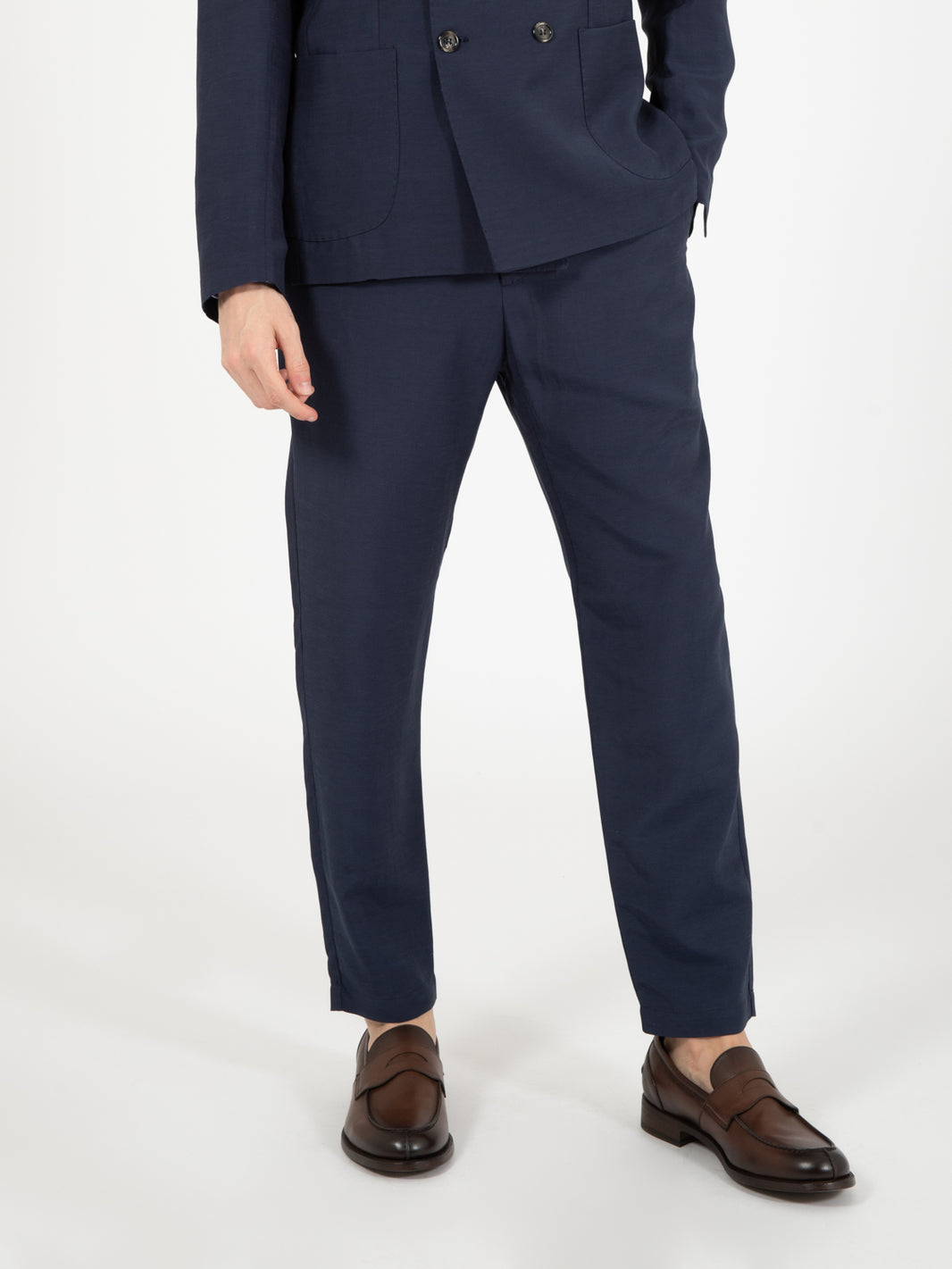 Pam linen and viscose navy trousers