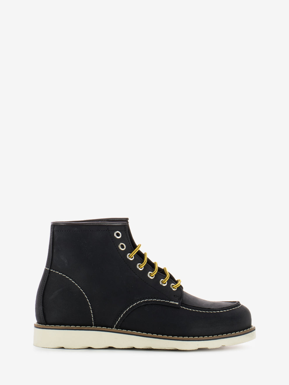 Black leather lace-up boots