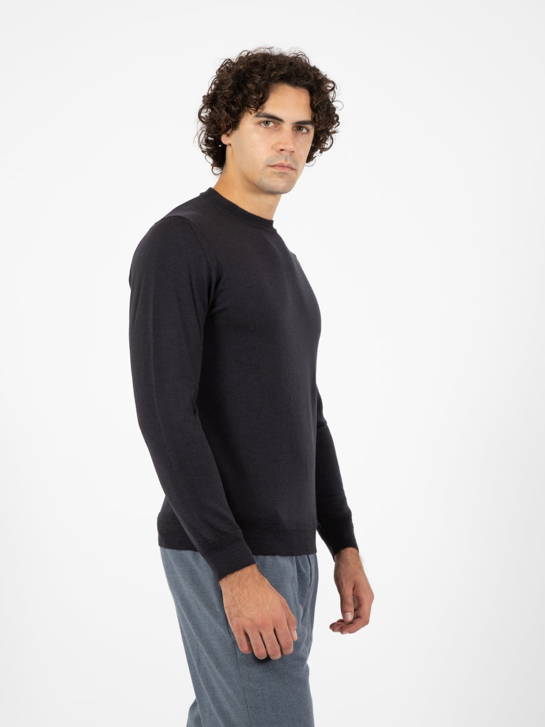 Maglia a girocollo old piombo